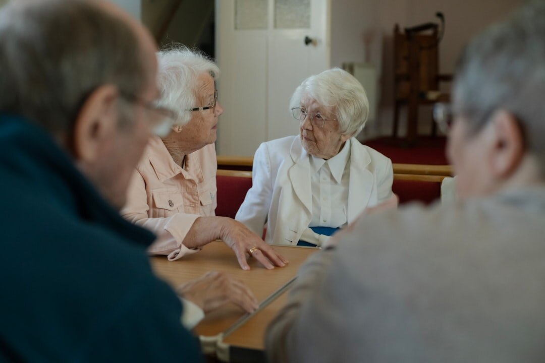 senior people gathering warmly