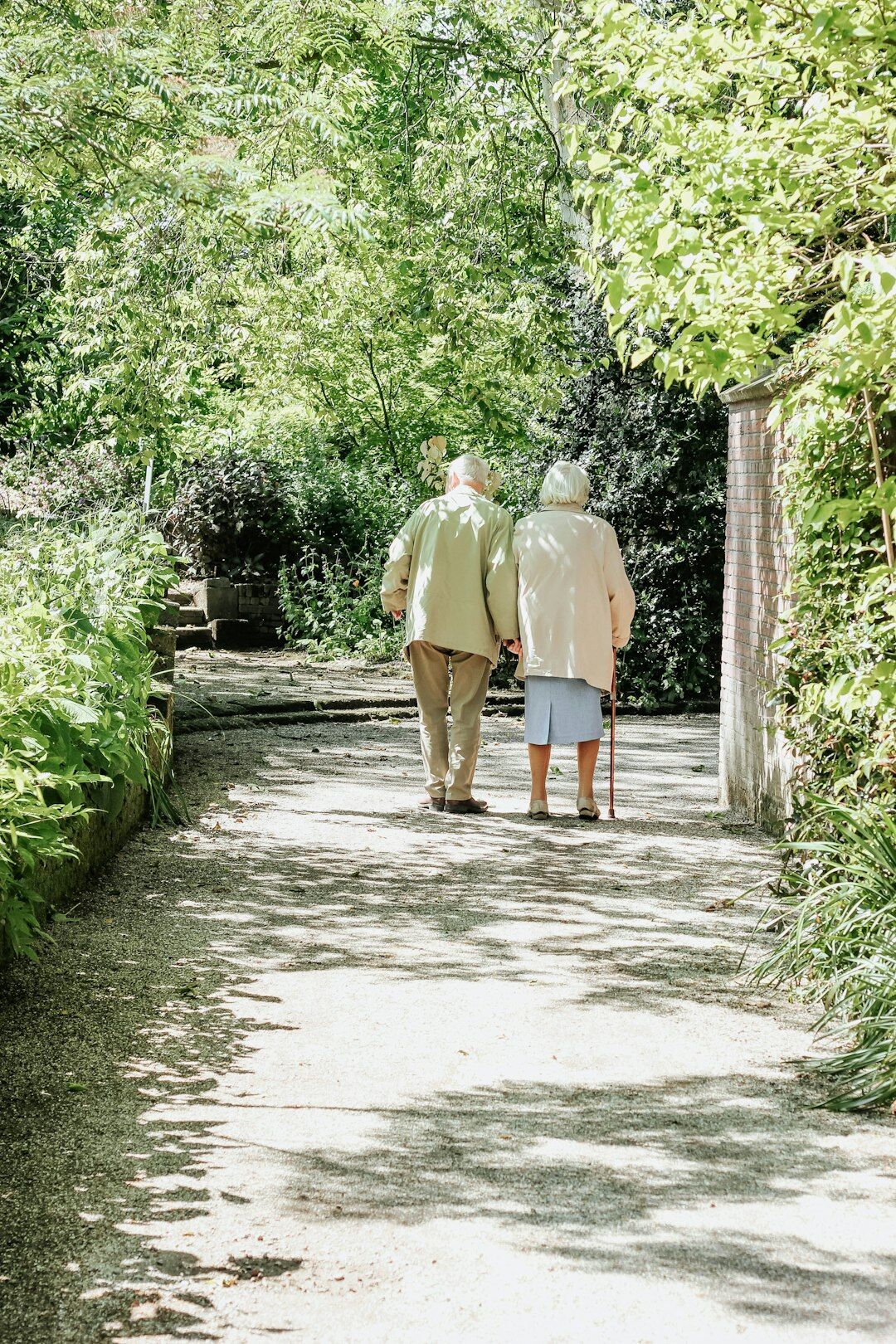 seniors walking in park